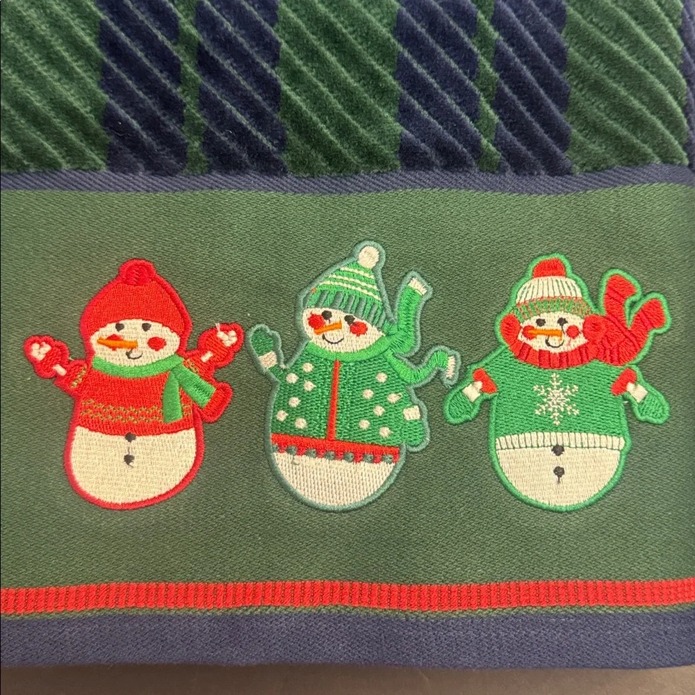 💥2pc CARO HOME Striped Snowman Bath Towel Set - Holiday Collection